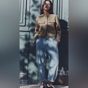 ZARA High-Waisted Paperbag Baggy Jeans